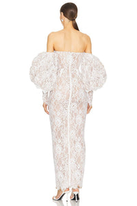 Bronx and Banco Colette Blanc Off The Shoulder Gown in white - women's dress - detail view