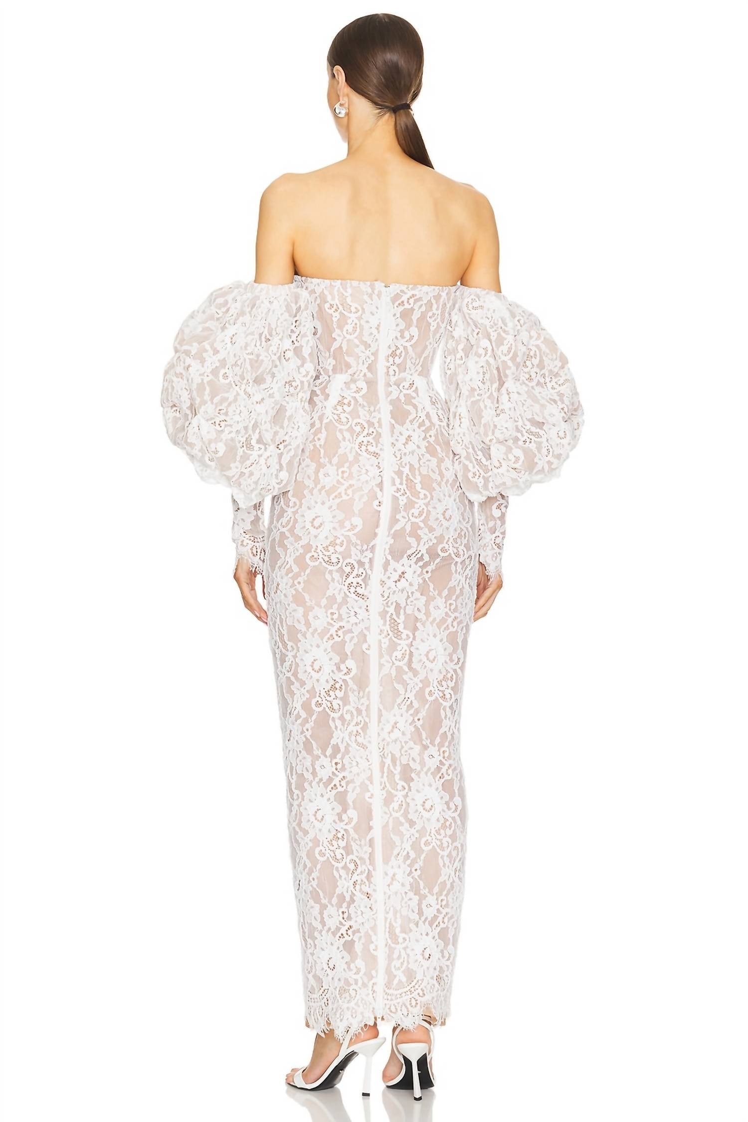 Bronx and Banco Colette Blanc Off The Shoulder Gown in white - women's dress - detail view