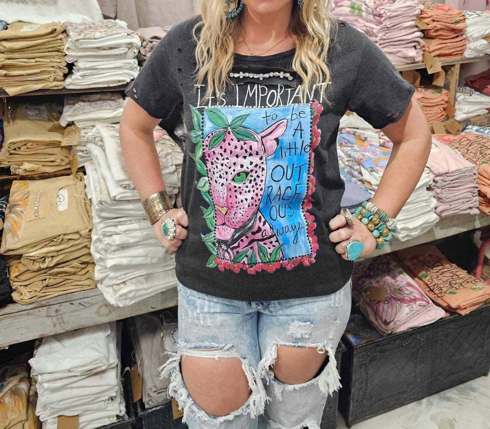 A Rare Bird - Women's Outrageous Hand Distressed Shirt