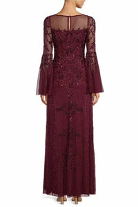 Aidan Mattox - Beaded Illusion Bell Sleeve A-line Gown