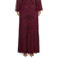 Aidan Mattox - Beaded Illusion Bell Sleeve A-line Gown