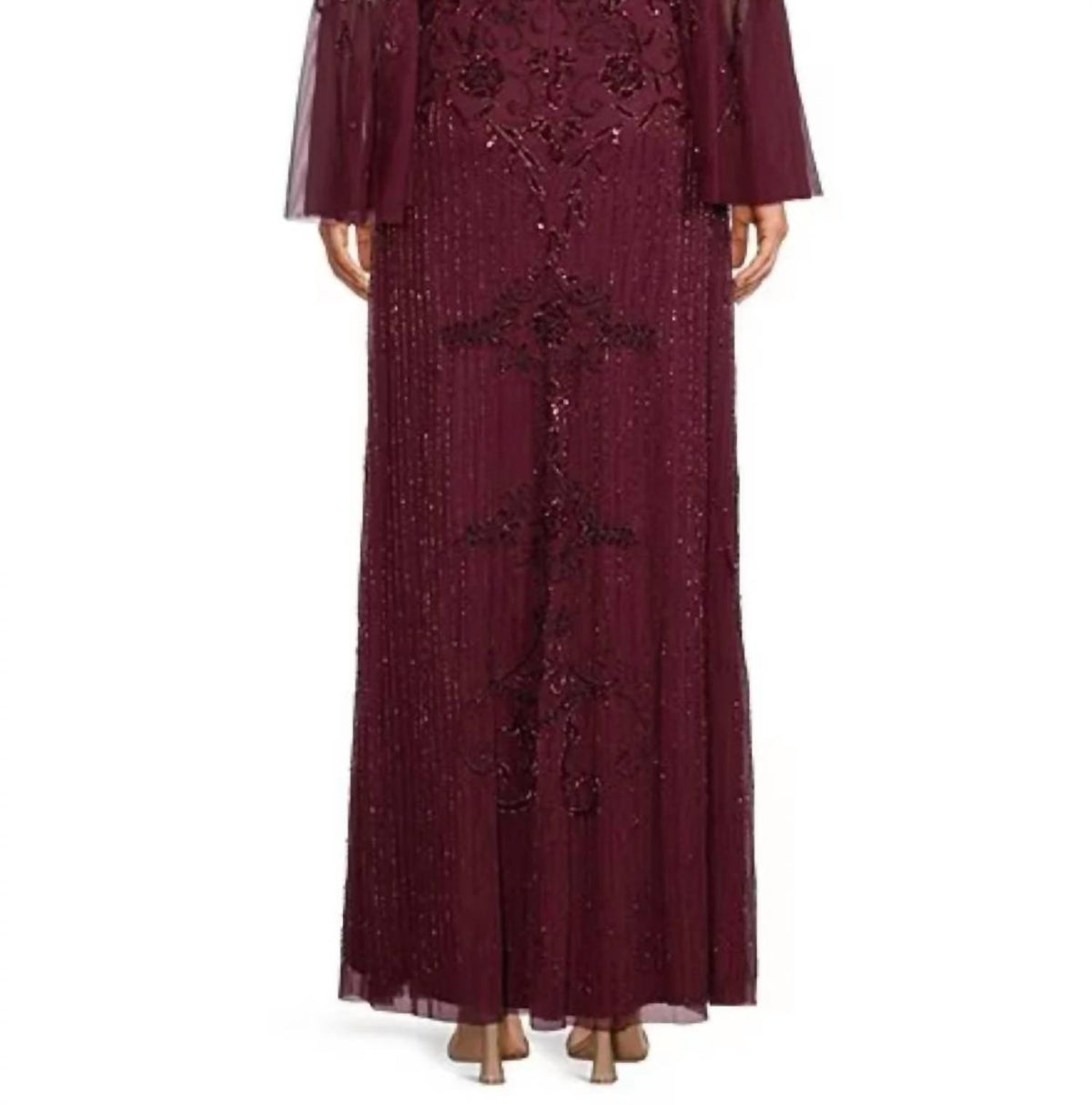 Aidan Mattox - Beaded Illusion Bell Sleeve A-line Gown
