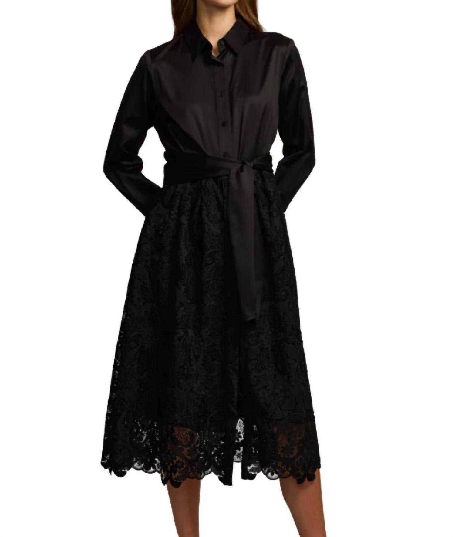 Hinson Wu Robin Long Sleeve Lace Dress in black - women's dress - alternate view