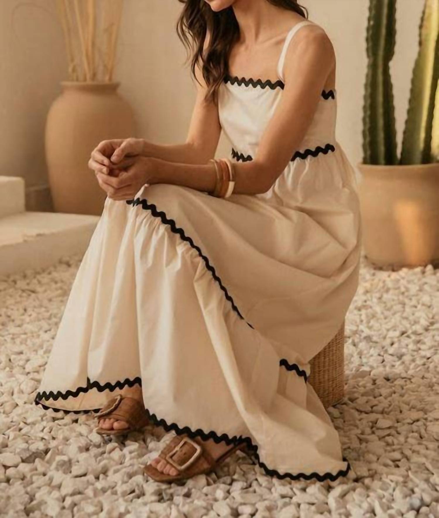 Skies Are Blue - Sleeveless Square Neck Midi Dress