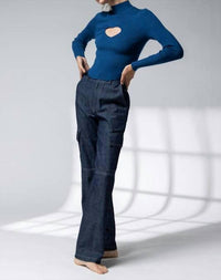 Papermoon - Heart Cutout Mock Neck Top