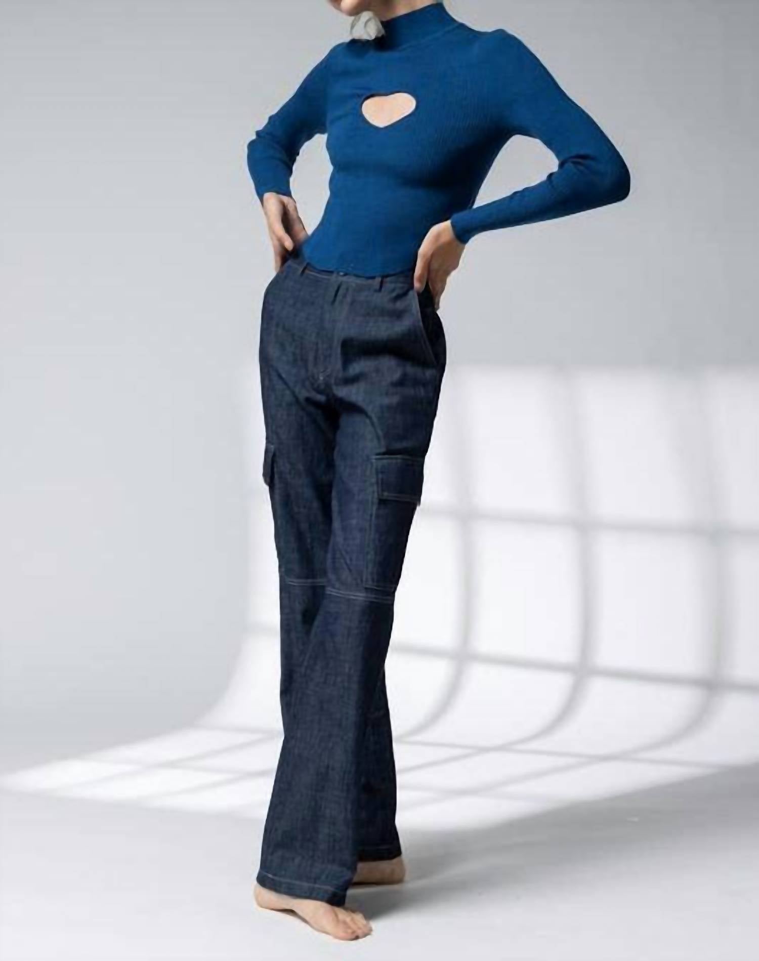 Papermoon - Heart Cutout Mock Neck Top