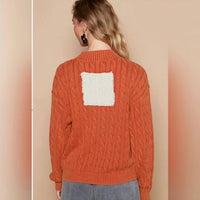 POL Apple Red Heart Sweater in pale red - women's sweater - alternate view