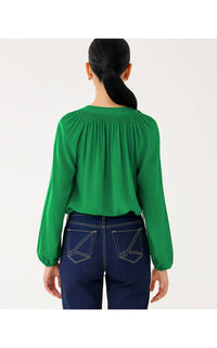 Lilly Pulitzer Elsa Silk Top in bamboo green - women's blouse - alternate view