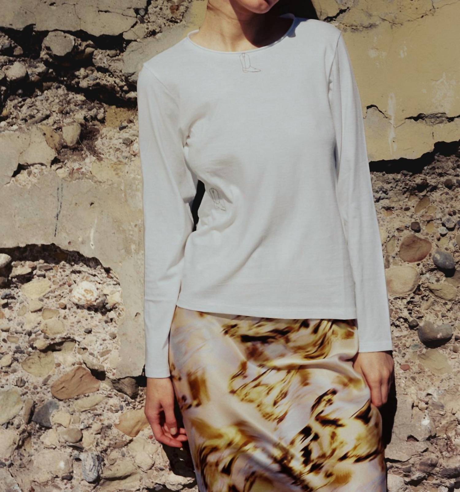catherine gee Cowboy Boot T-shirt in white - women's long sleeve top