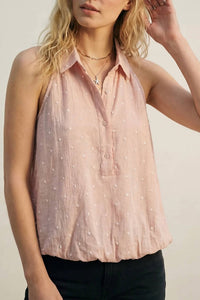 Q2 - Swiss Dot Sheer Sleeveless Blouse