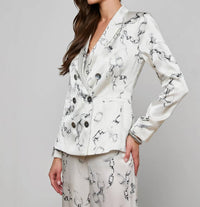 L'Agence Colin Silk Blazer in ivory grey faded chain - women's jacket - alternate view