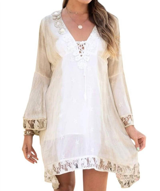 Venti6 - Ariella Shells & Lace Bell Sleeves Dress