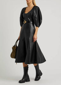 Chloe - Paneled Leather Midi Dress