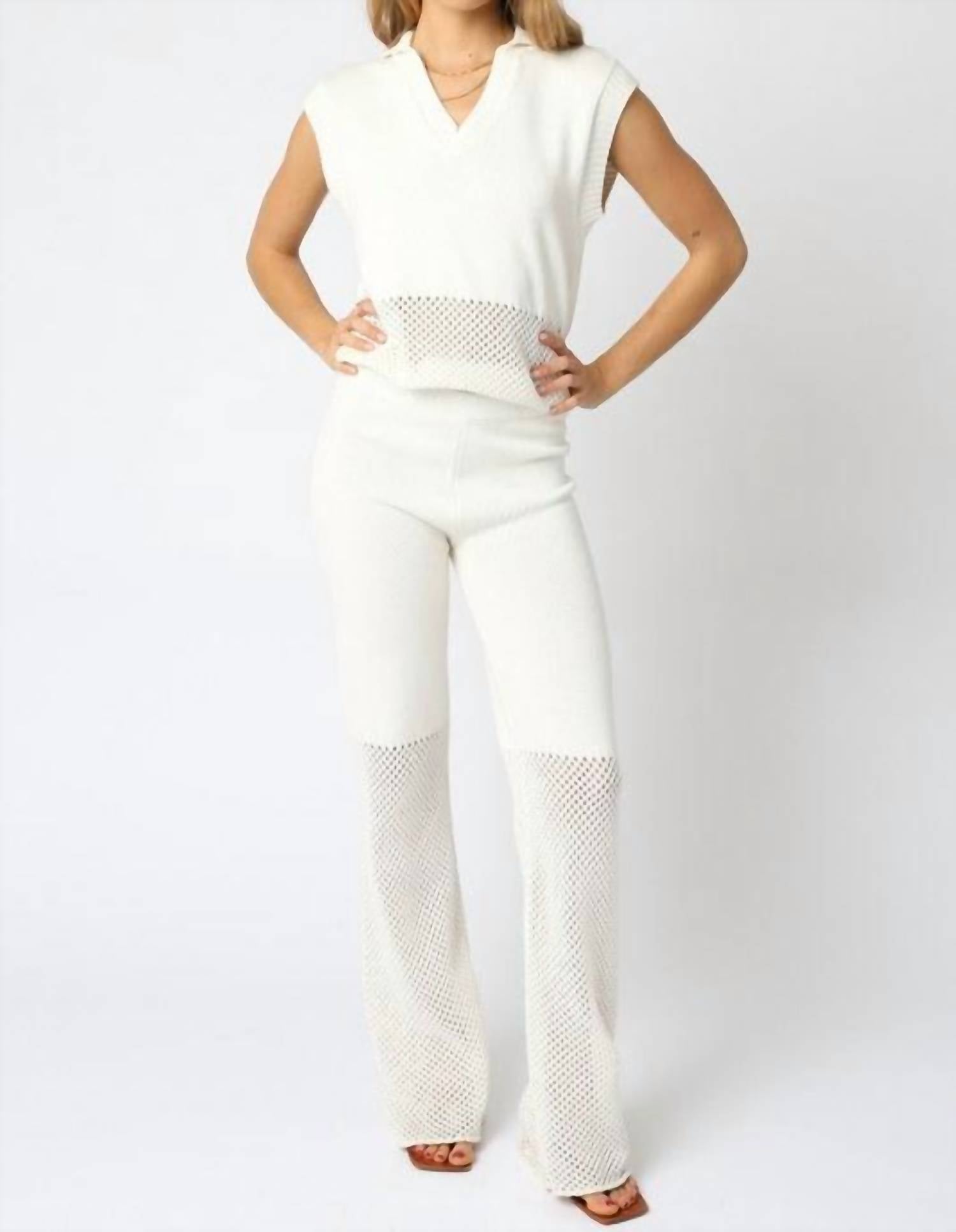 Olivaceous - Singer Collared Knit Top