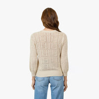 Autumn Cashmere - Puff Sleeve Tile Stitch Sweater
