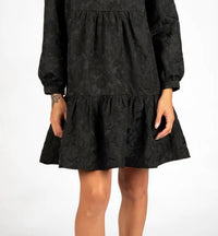 Sincerely Ours Claire Mini Dress in black brocade - women's dress - alternate view