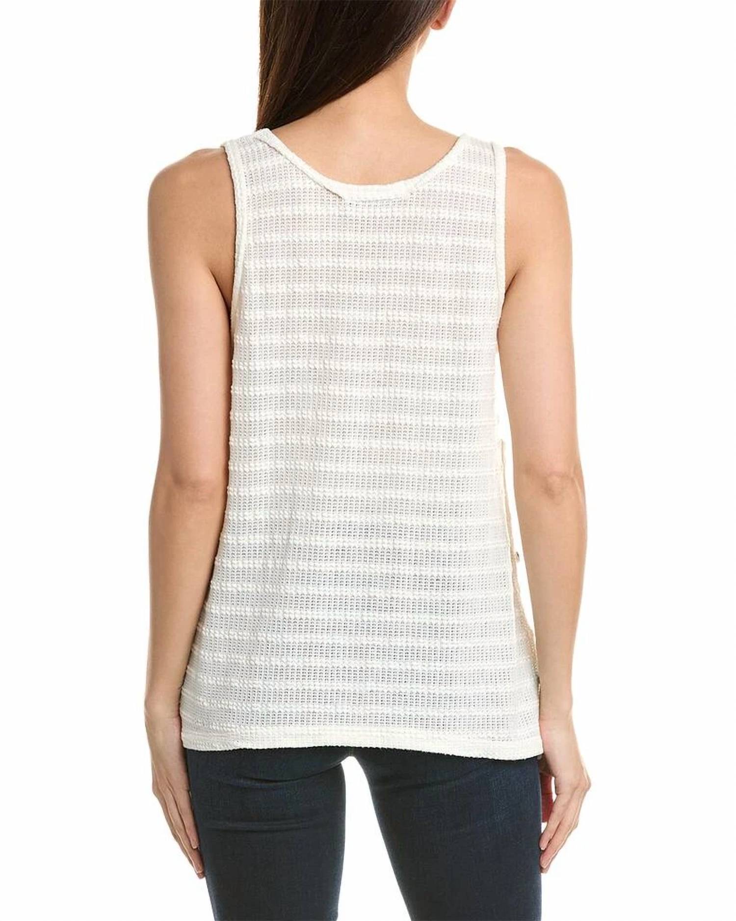 PROJECT SOCIAL T Runaway Sweater Stripe Washed Tank Top in oat - women's tank top - detail view
