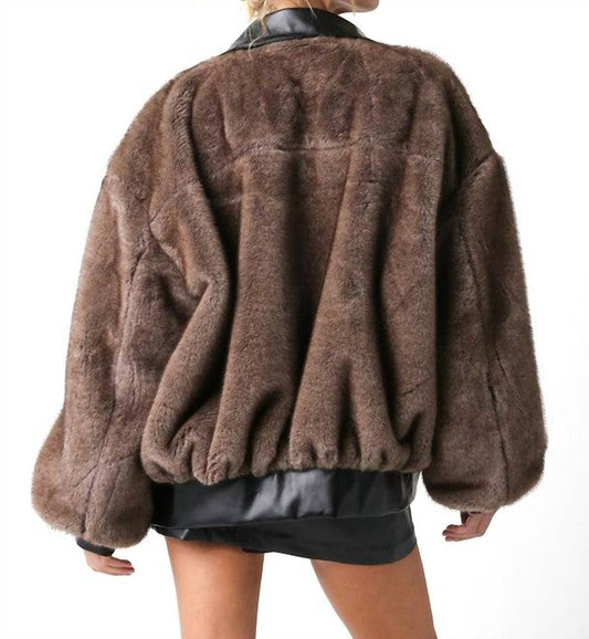 Olivaceous - Carrie Faux Fur & Leather Jacket