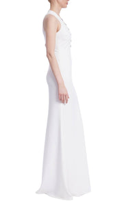 Badgley Mischka - Women's Embellished Broaches Deep V Neck Silhouette Gown
