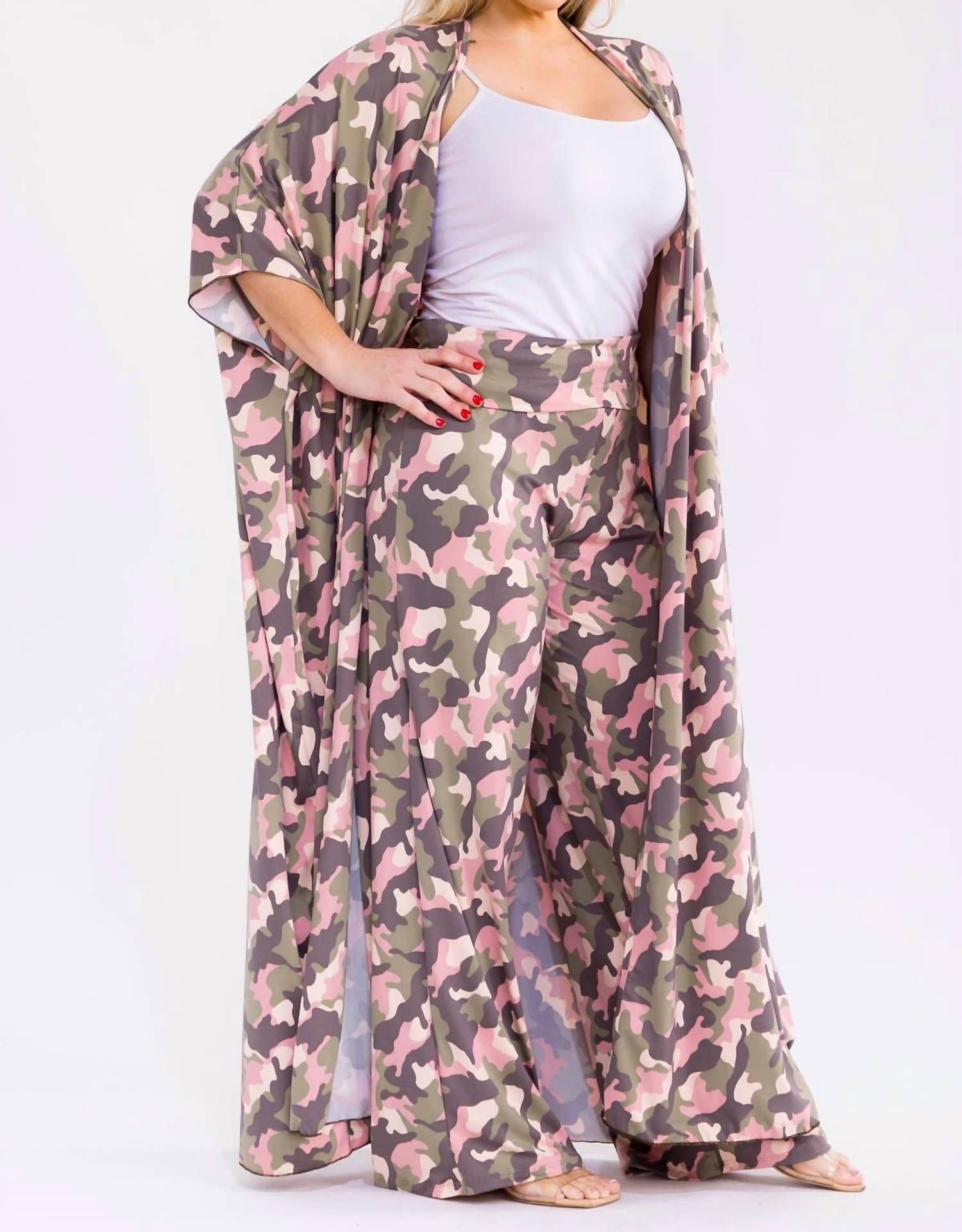 Karen T Design Print Two Piece Pants Set in camo - women's sleepwear - view 4