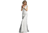 Jovani - V-neck Maxi Prom Dress