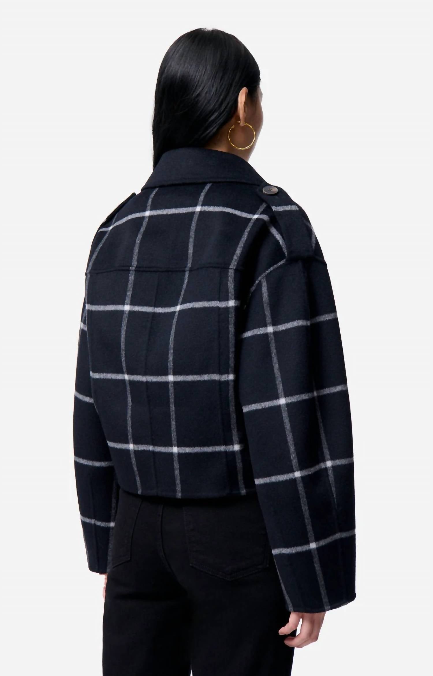 vanessabruno Beran Cropped Jacket in noir - women's jacket - detail view