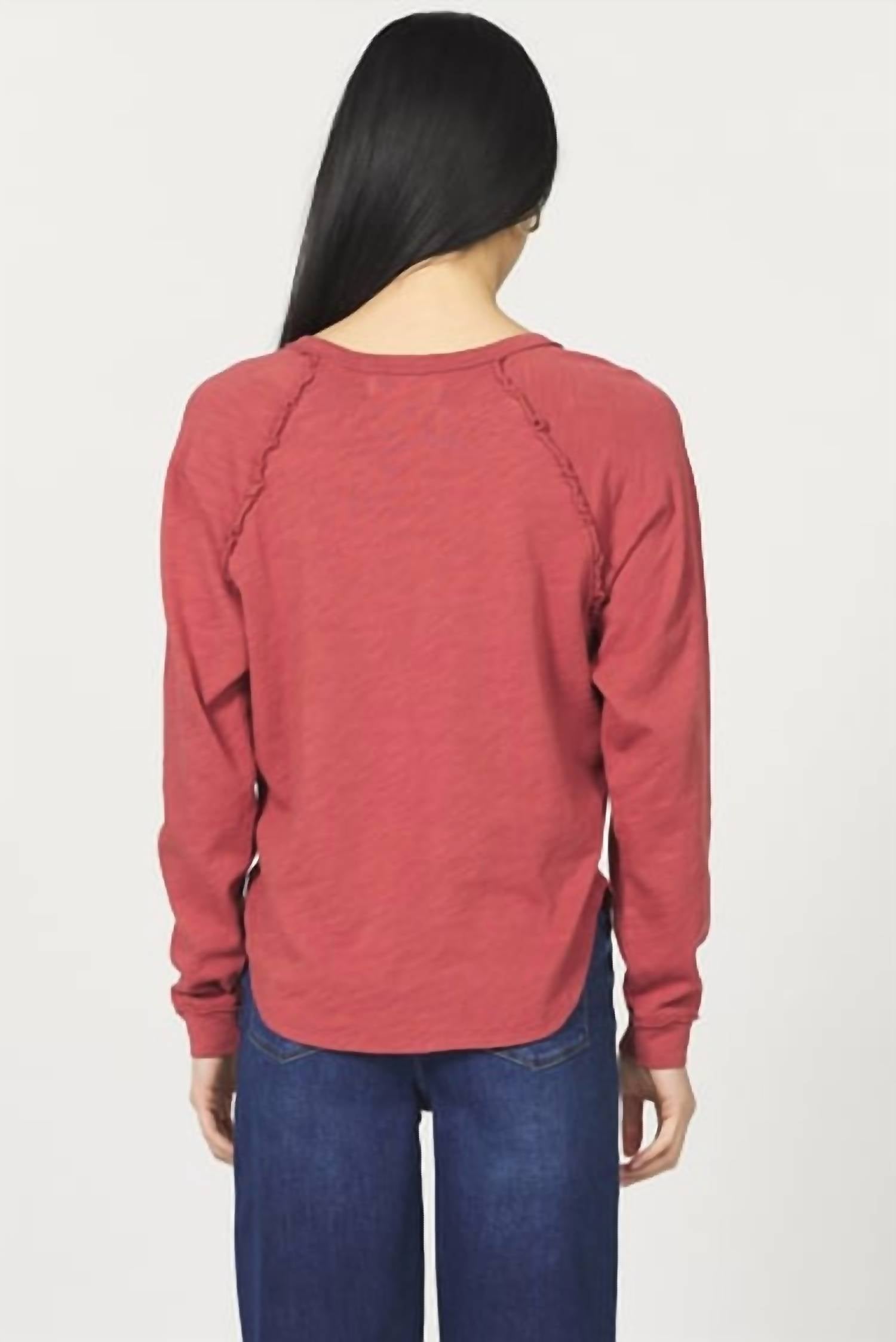 DEAR JOHN DENIM Kira Long Sleeve Top in red orche - women's long sleeve top - detail view