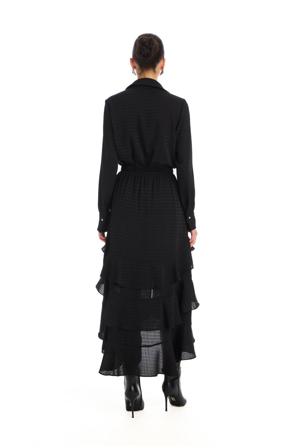 ALLISON NEW YORK Ella Textured Midi Skirt in black - women's skirt - alternate view