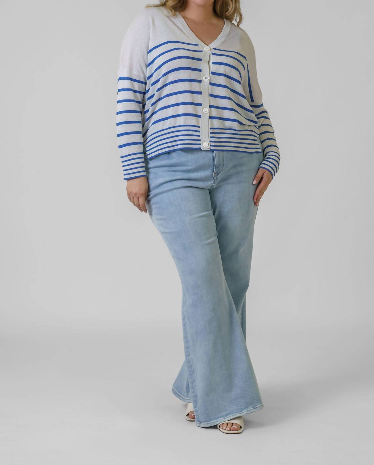Estheme - Navy Stripe Cardigan - Plus