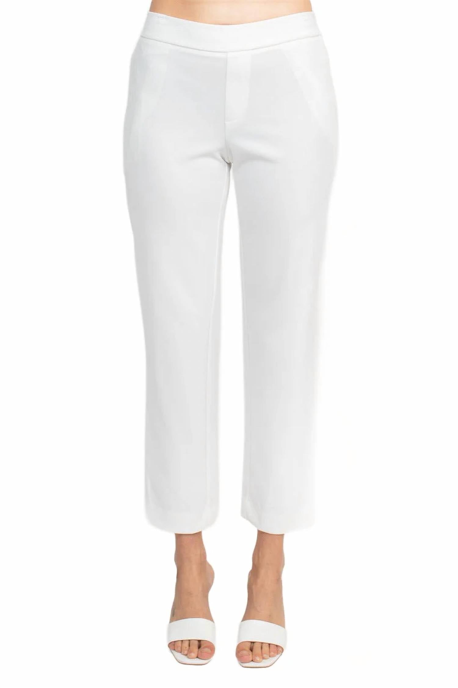 T Tahari - Mid Waist Pull On Ankle Slim Fit Crepe Pant With Pockets