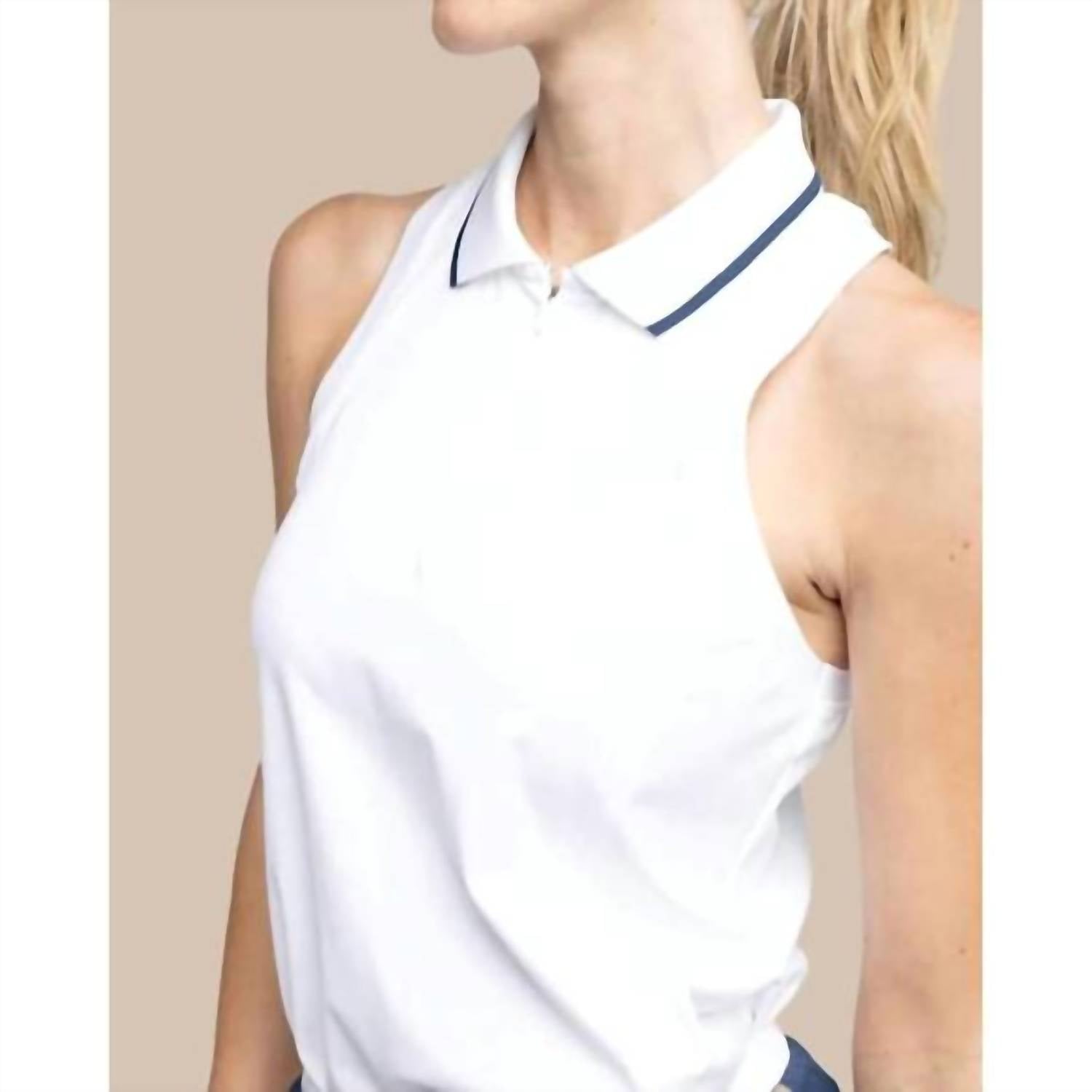 SOUTHERN TIDE Kristy Performance Tank in classic white - women's tank top - detail view