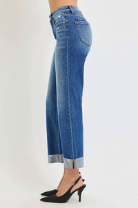 Risen - Tummy Control Mid Rise Wide Straight Jeans