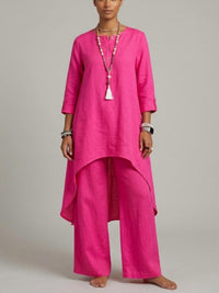 Miami Sample Apparel - Casual Long Sleeve Cotton Linen Two-piece Set