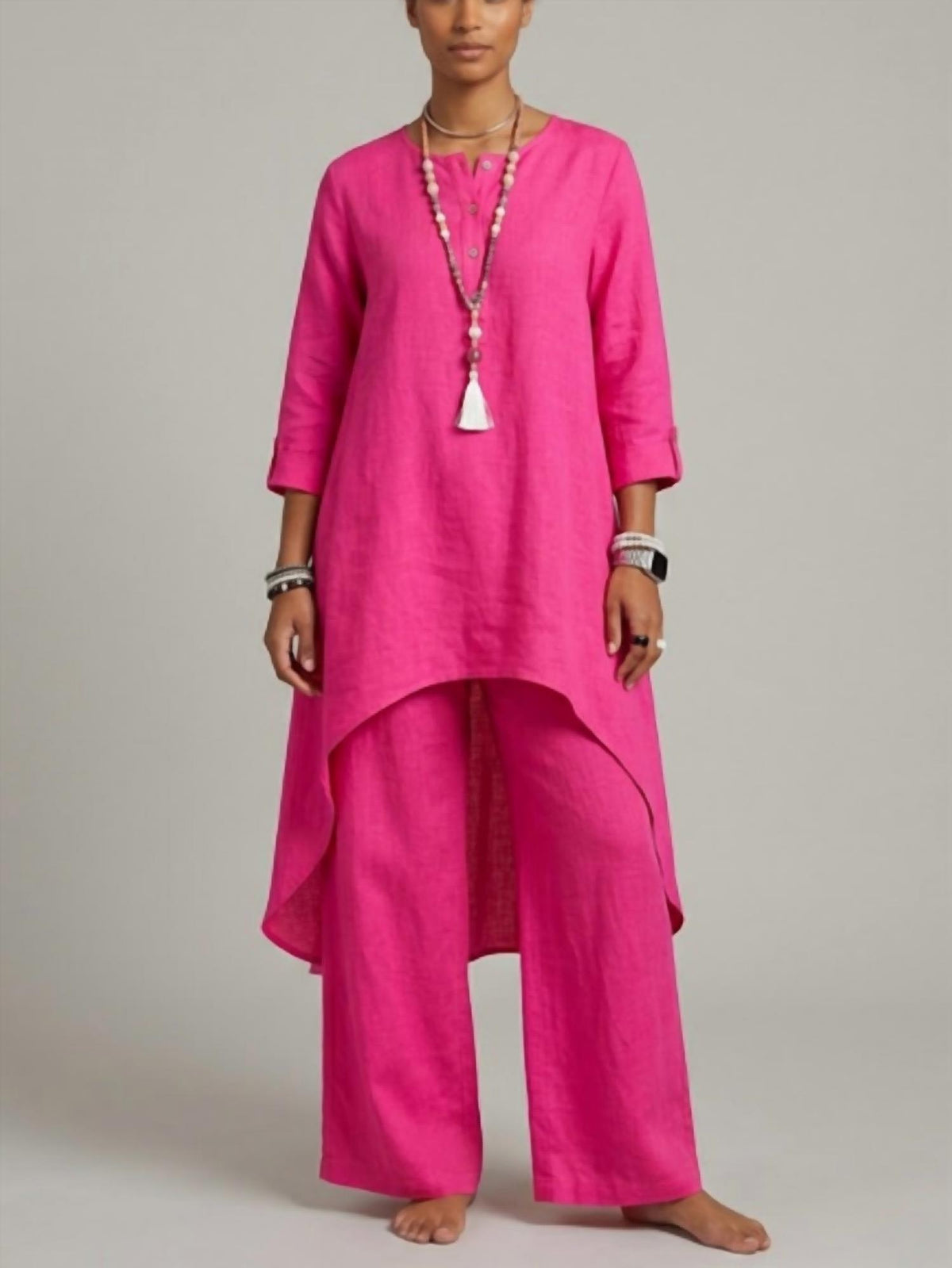 Miami Sample Apparel - Casual Long Sleeve Cotton Linen Two-piece Set
