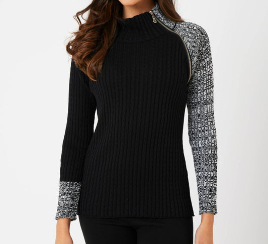 French Kyss - Long Sleeve Zip Neck Top