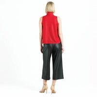 Clara Sun Woo Sleeveless Mock Neck Blouse With Neck Bow Tie in red - women's blouse - detail view