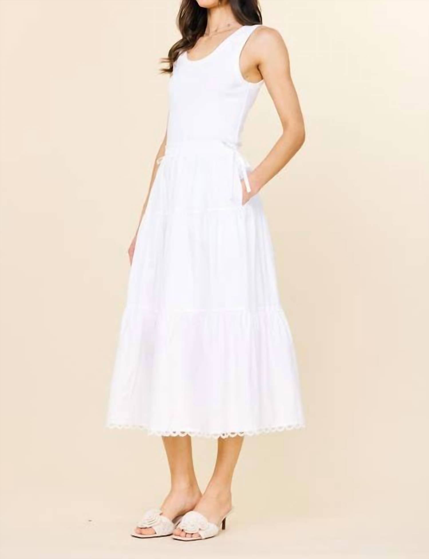 Skies Are Blue - Knit Tank Poplin Skirt Dress