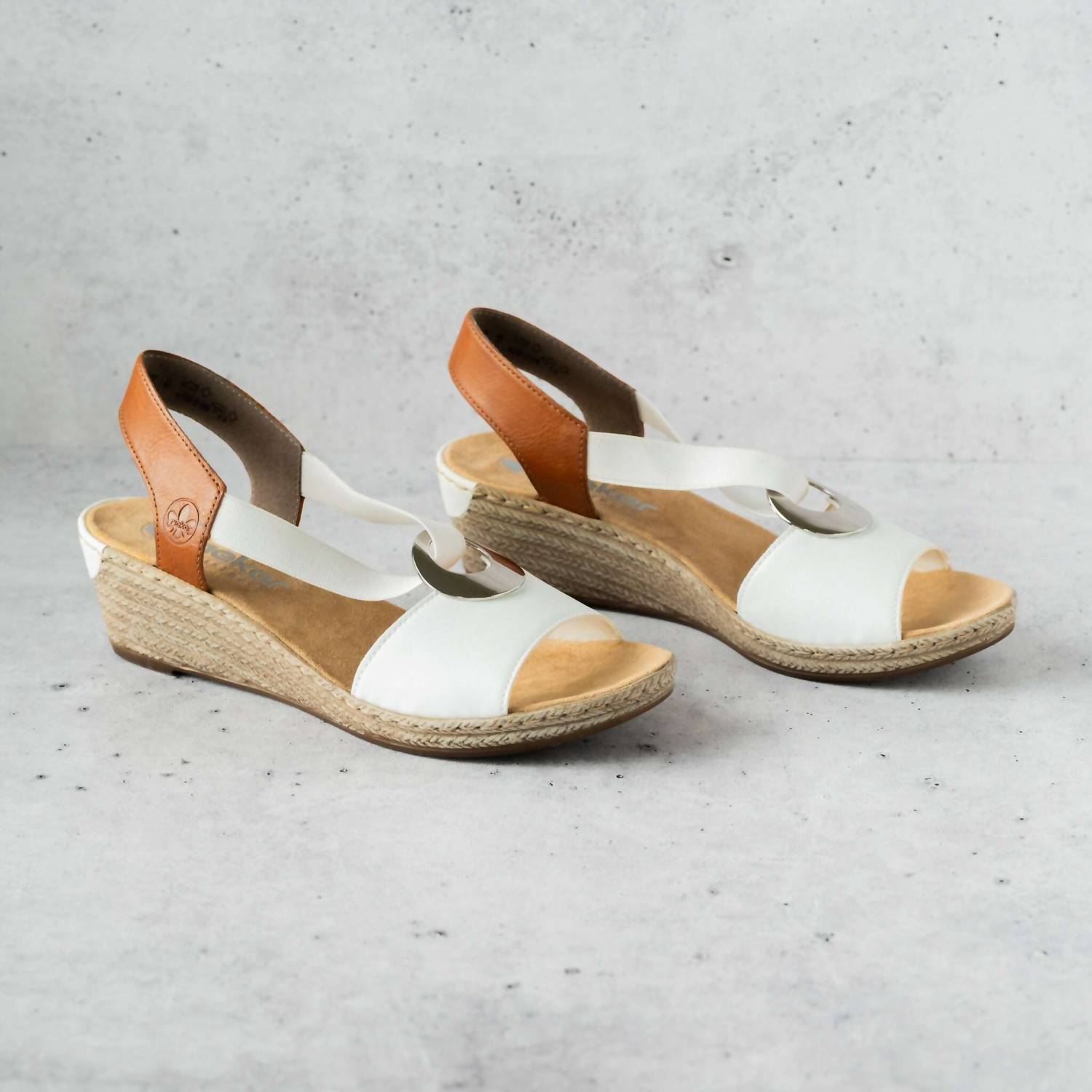 RIEKER Women's Low Wedge Sandal in white - women's sandal