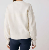 By Together Camille Soft V-neck Sweater in cream heather - women's sweater - alternate view