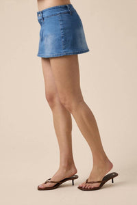 Sky to Moon Harpo Low Rise Denim Skort in medium wash - women's skirt - alternate view