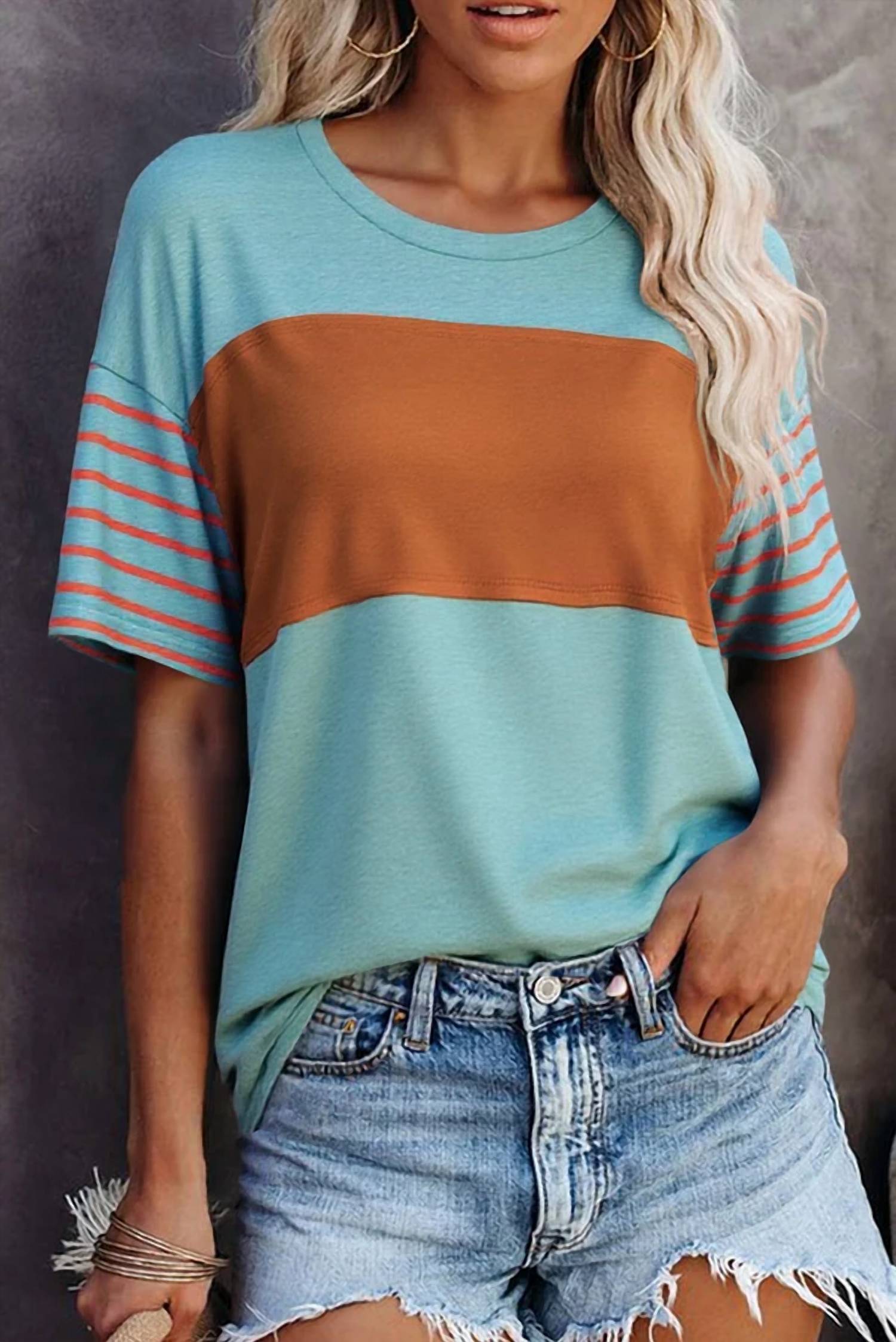 Aapparella - Color Block Striped Loose Tee