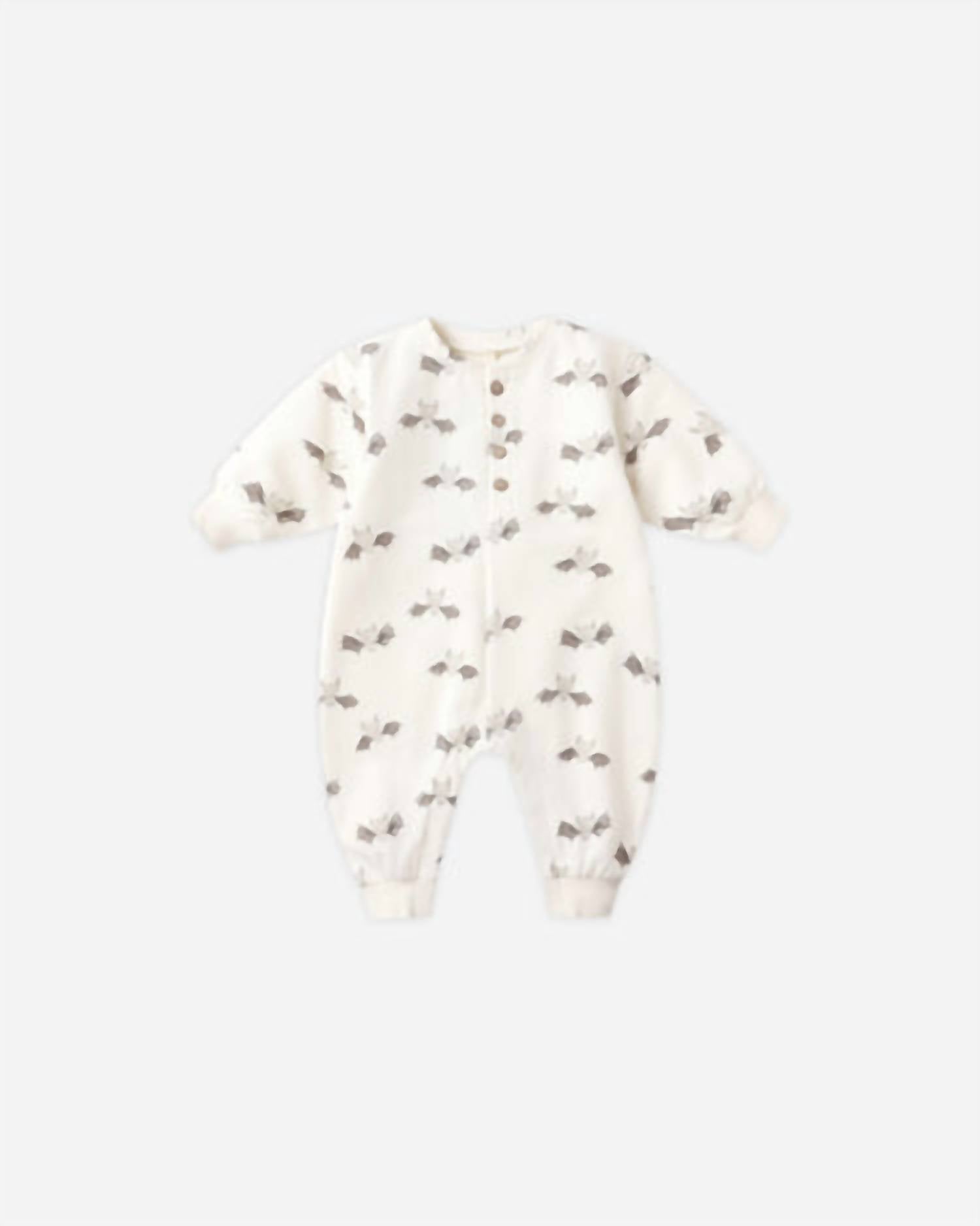 Quincy Mae Kid's Relaxed Fleece Jumpsuit in bats - kids' item - detail view