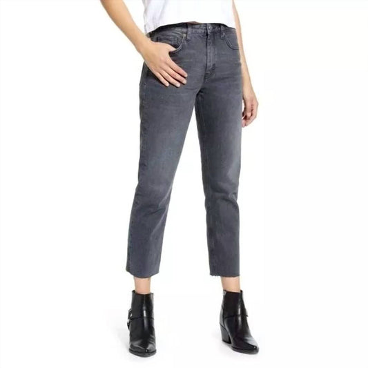 Topshop - Straight Leg High Waist Raw Hem Cropped Jeans