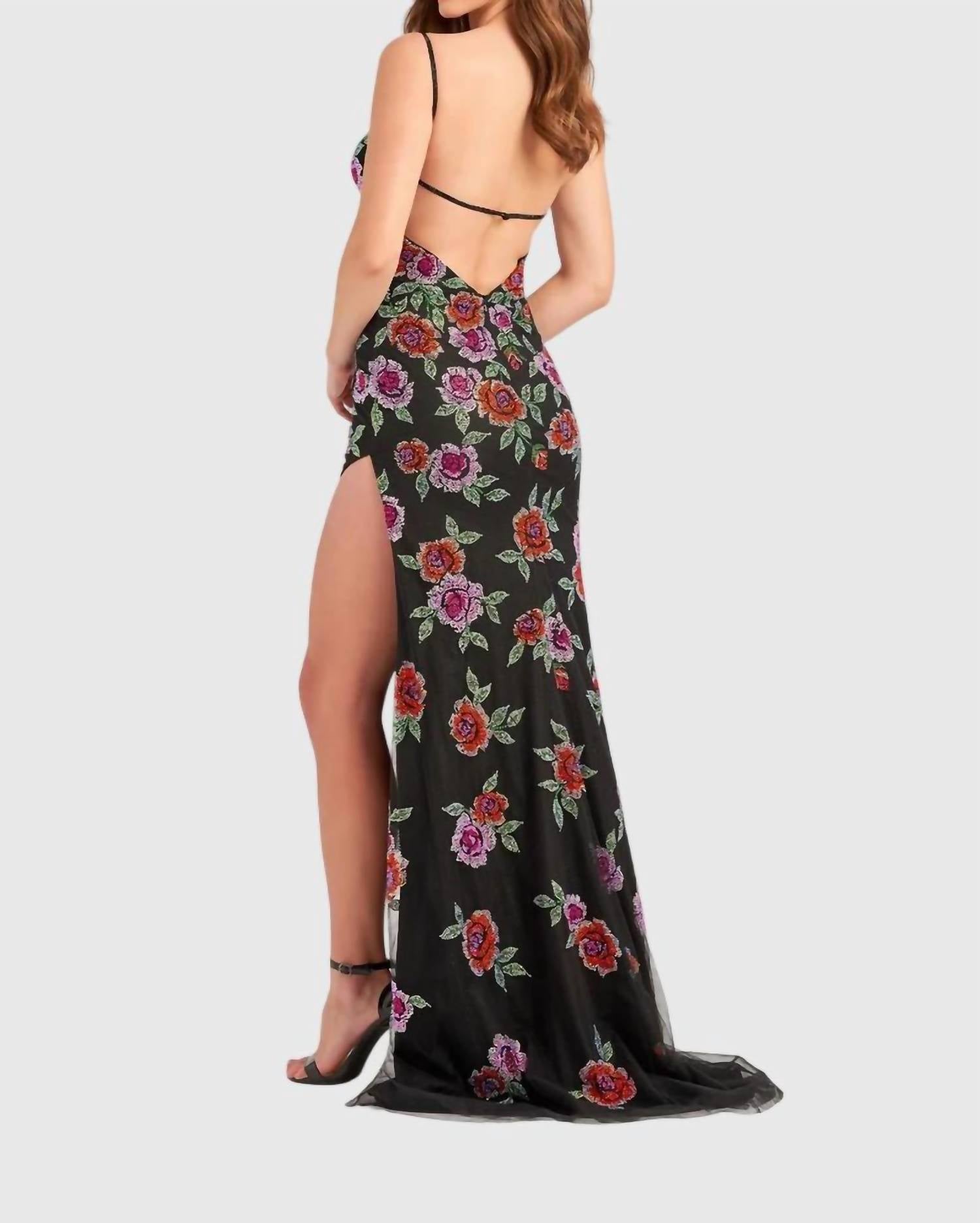 Ellie Wilde - Long Floral Prom Dress