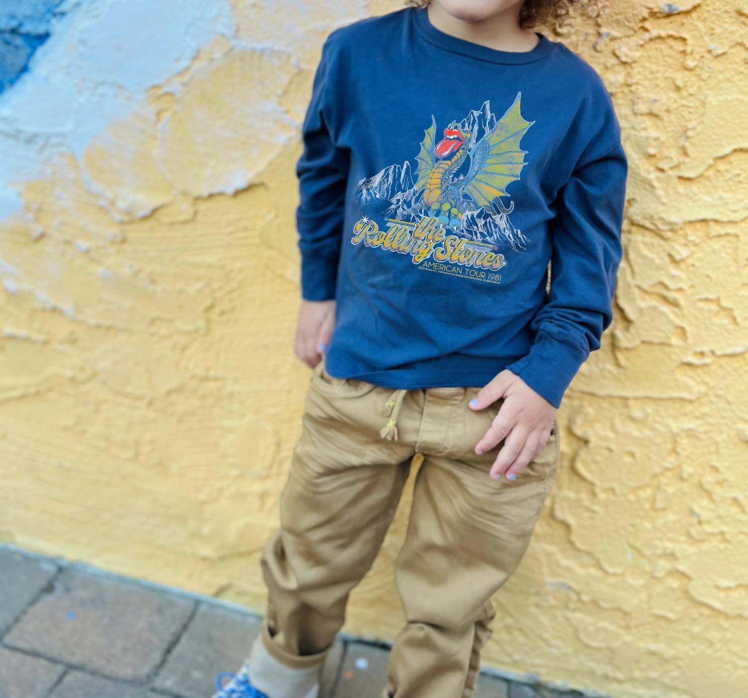 Rowdy Sprout - Kids Rolling Stones Organic Long Sleeve Tee