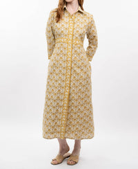 Ivy Jane Double Button Midi Shirtdress in yellow - women's dress