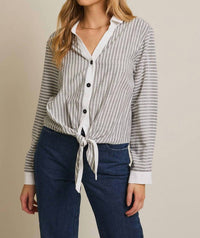 Gilli - Devin Hem Tie Striped Blouse
