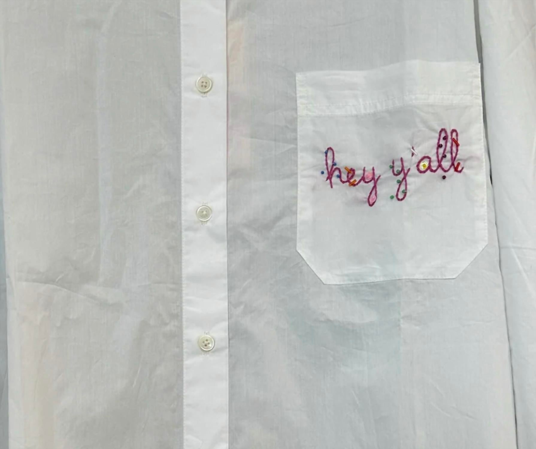 Lingua Franca - Women's Custom 'hey Y'all" Oversized Cotton Shirt
