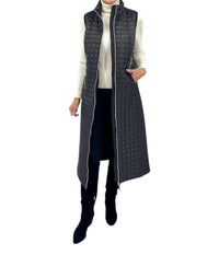 BELIEVE by Tuula Rossi Carola Quilted Vest With Side Zippers in black - women's jacket - detail view