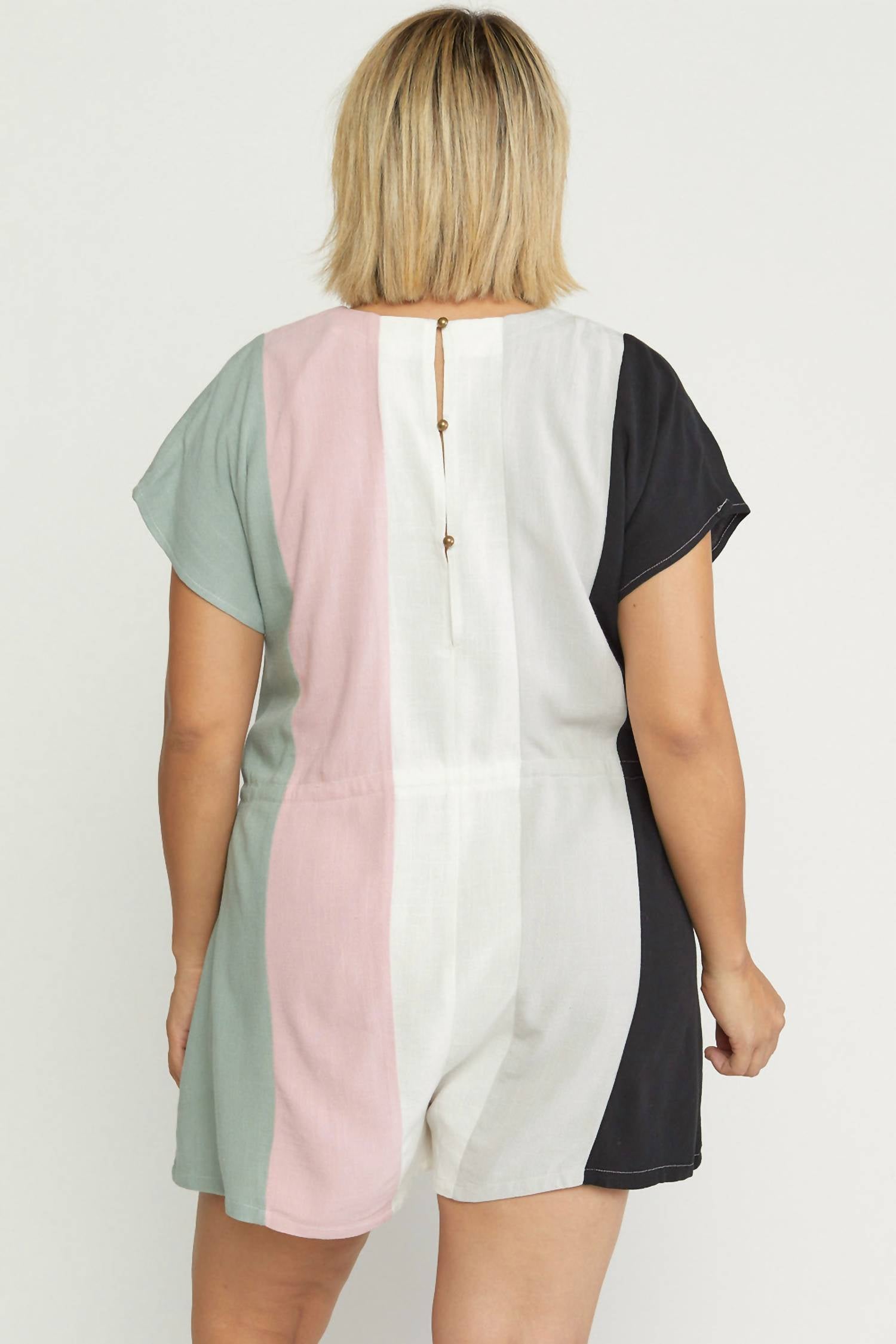 entro Color Block Romper in black - women's pants - detail view